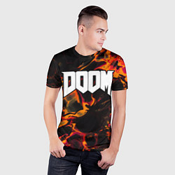 Футболка спортивная мужская Doom red lava, цвет: 3D-принт — фото 2