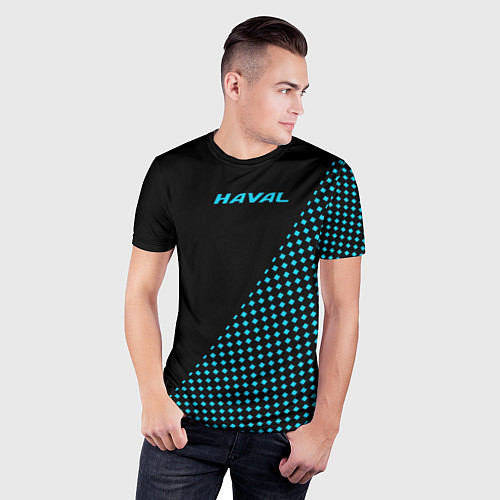 Мужская спорт-футболка Haval чёрно-голубой / 3D-принт – фото 3