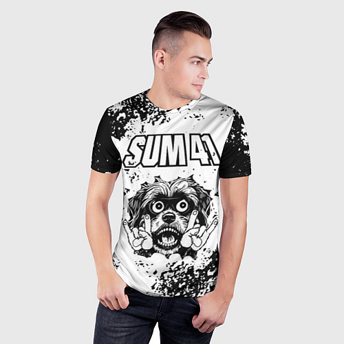 Мужская спорт-футболка Sum41 - рок пес / 3D-принт – фото 3