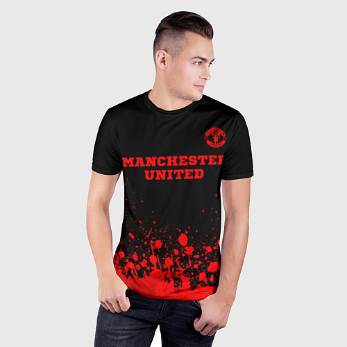 Мужская спорт-футболка Manchester United - red gradient посередине / 3D-принт – фото 3