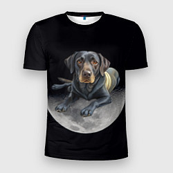 Футболка спортивная мужская Лабрадор и луна, цвет: 3D-принт