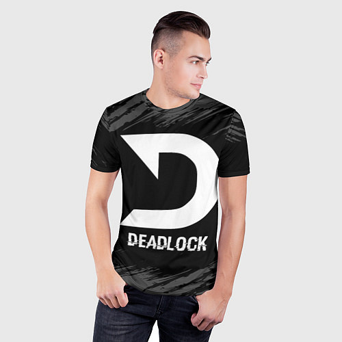 Мужская спорт-футболка Deadlock glitch на темном фоне / 3D-принт – фото 3