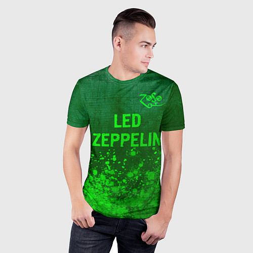 Мужская спорт-футболка Led Zeppelin - green gradient посередине / 3D-принт – фото 3