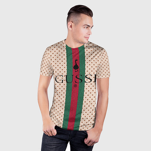 Мужская спорт-футболка Гусси - зелено-красная полоса / 3D-принт – фото 3