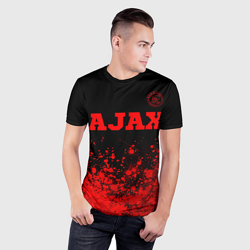 Мужская спорт-футболка Ajax - red gradient посередине / 3D-принт – фото 3