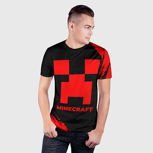 Мужская спорт-футболка Minecraft - red gradient / 3D-принт – фото 3