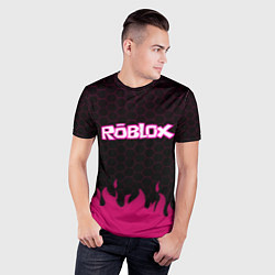 Футболка спортивная мужская Roblox fire pink, цвет: 3D-принт — фото 2