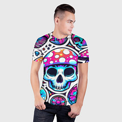 Футболка спортивная мужская Череп в мухоморной шляпе - нейроарт, цвет: 3D-принт — фото 2
