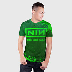 Футболка спортивная мужская Nine Inch Nails - green gradient, цвет: 3D-принт — фото 2