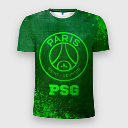 Футболка спортивная мужская PSG - green gradient, цвет: 3D-принт