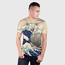 Футболка спортивная мужская Большой котик в Канагаве, цвет: 3D-принт — фото 2