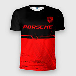 Футболка спортивная мужская Porsche - red gradient посередине, цвет: 3D-принт