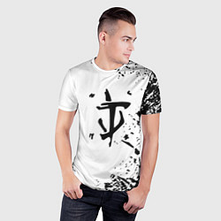 Футболка спортивная мужская Doom logo краски чёрные, цвет: 3D-принт — фото 2