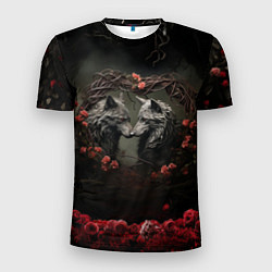 Мужская спорт-футболка Влюбленные волки