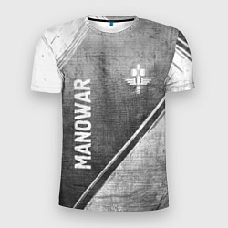Мужская спорт-футболка Manowar - grey gradient вертикально