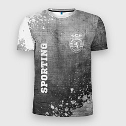 Мужская спорт-футболка Sporting - grey gradient вертикально