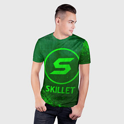 Футболка спортивная мужская Skillet - green gradient, цвет: 3D-принт — фото 2