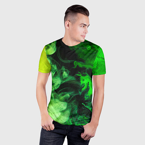 Мужская спорт-футболка Ядовитый зеленый дым / 3D-принт – фото 3