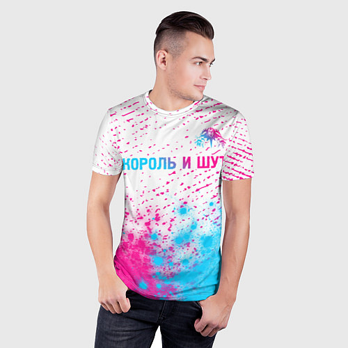 Мужская спорт-футболка Король и Шут neon gradient style посередине / 3D-принт – фото 3