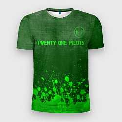 Футболка спортивная мужская Twenty One Pilots - green gradient посередине, цвет: 3D-принт