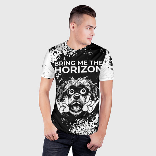 Мужская спорт-футболка Bring Me the Horizon рок пес / 3D-принт – фото 3