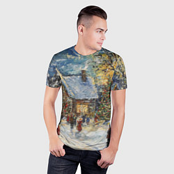 Футболка спортивная мужская Новогодние каникулы картина маслом, цвет: 3D-принт — фото 2