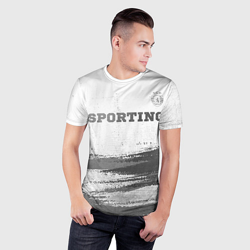 Мужская спорт-футболка Sporting - white gradient посередине / 3D-принт – фото 3