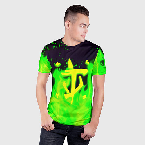 Мужская спорт-футболка Doom кислотный огонь лого / 3D-принт – фото 3