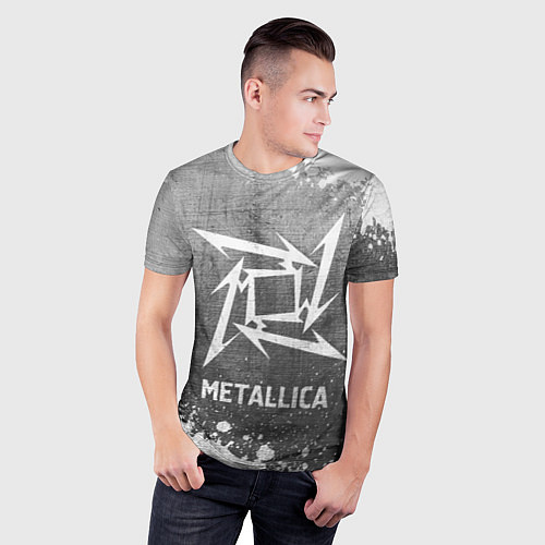 Мужская спорт-футболка Metallica - grey gradient / 3D-принт – фото 3