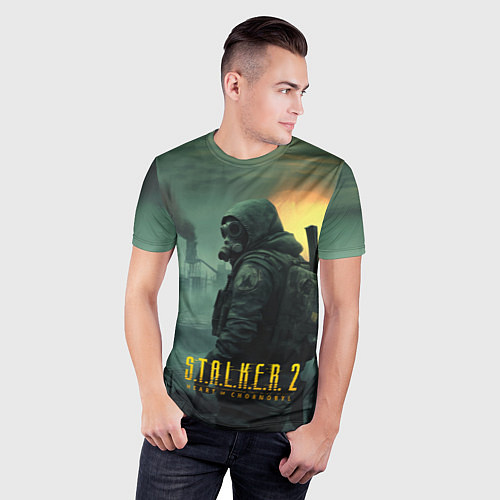 Мужская спорт-футболка Stalker город в тумане / 3D-принт – фото 3