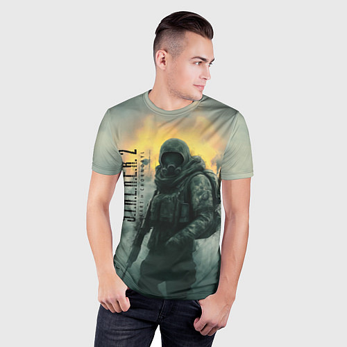 Мужская спорт-футболка Stalker зараженный город в тумане / 3D-принт – фото 3