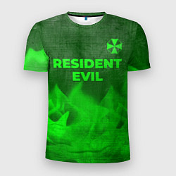 Мужская спорт-футболка Resident Evil - green gradient посередине