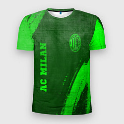 Мужская спорт-футболка AC Milan - green gradient вертикально