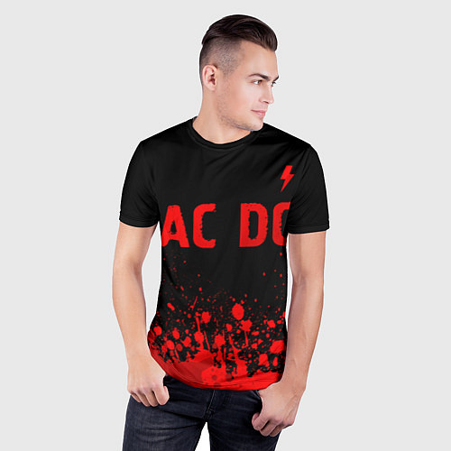 Мужская спорт-футболка AC DC - red gradient посередине / 3D-принт – фото 3