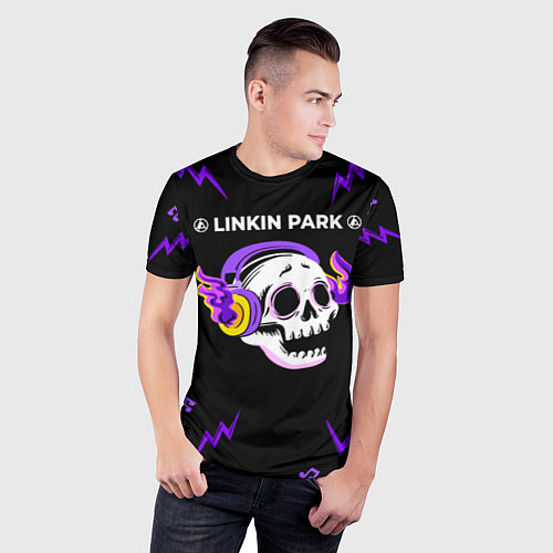 Мужская спорт-футболка Linkin Park 2024 неоновый череп / 3D-принт – фото 3