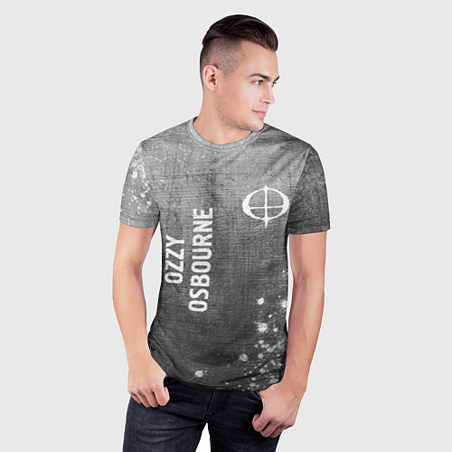 Мужская спорт-футболка Ozzy Osbourne - grey gradient вертикально / 3D-принт – фото 3