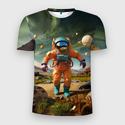 Футболка спортивная мужская Космонавт в оранжевом костюме, цвет: 3D-принт