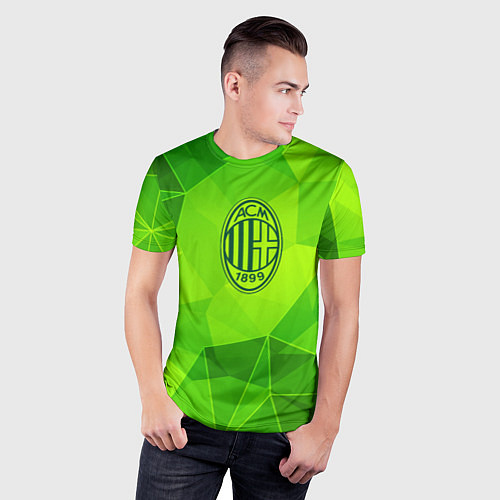 Мужская спорт-футболка AC Milan green poly / 3D-принт – фото 3