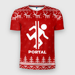 Футболка спортивная мужская Новогодний Portal с оленями, цвет: 3D-принт
