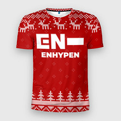Футболка спортивная мужская Новогодний Enhypen с оленями, цвет: 3D-принт