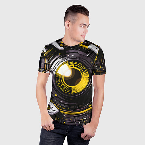 Мужская спорт-футболка Жёлтая сфера киберпанк / 3D-принт – фото 3