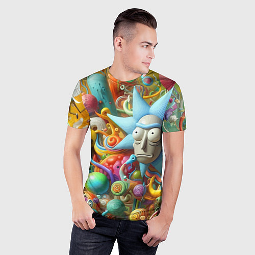 Мужская спорт-футболка Рик Санчес - абстракция / 3D-принт – фото 3