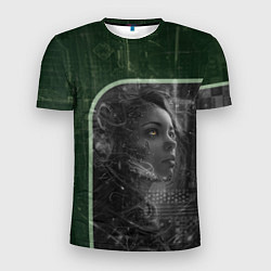 Футболка спортивная мужская Боевая девушука-киборг, цвет: 3D-принт