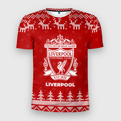 Футболка спортивная мужская Новогодний Liverpool с оленями, цвет: 3D-принт