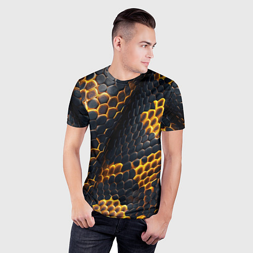 Мужская спорт-футболка Текстура змеи / 3D-принт – фото 3