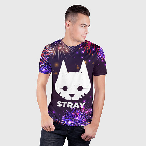 Мужская спорт-футболка Праздничный Stray / 3D-принт – фото 3