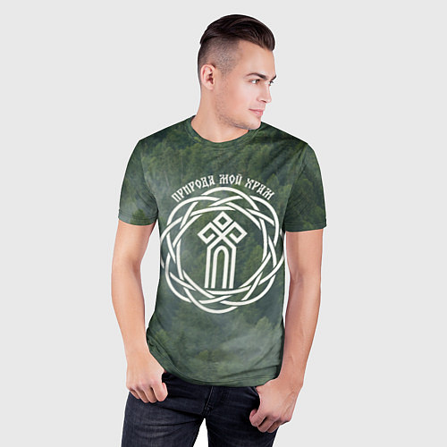 Мужская спорт-футболка Символ чур - природа мой храм / 3D-принт – фото 3