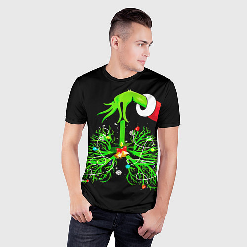 Мужская спорт-футболка Гринч похищает сердца / 3D-принт – фото 3