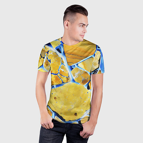 Мужская спорт-футболка Жёлто-синяя абстракция / 3D-принт – фото 3