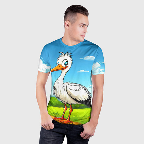 Мужская спорт-футболка Аист в поле / 3D-принт – фото 3